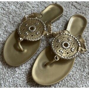 Jack Rogers Georgica Jelly Sandals Gold Size 7 EUC